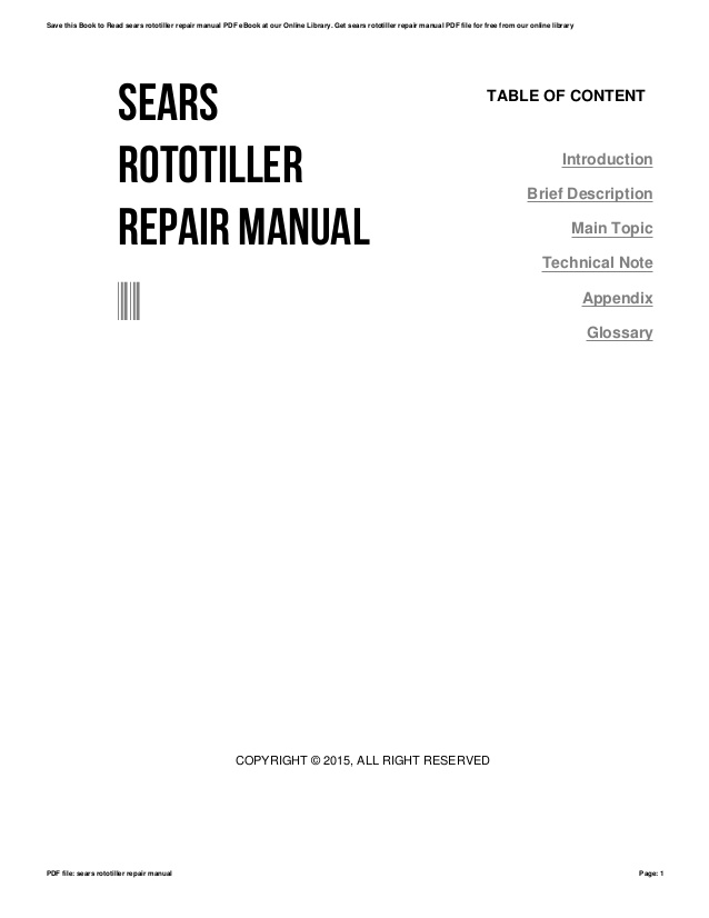 Rototiller repair manual powermate